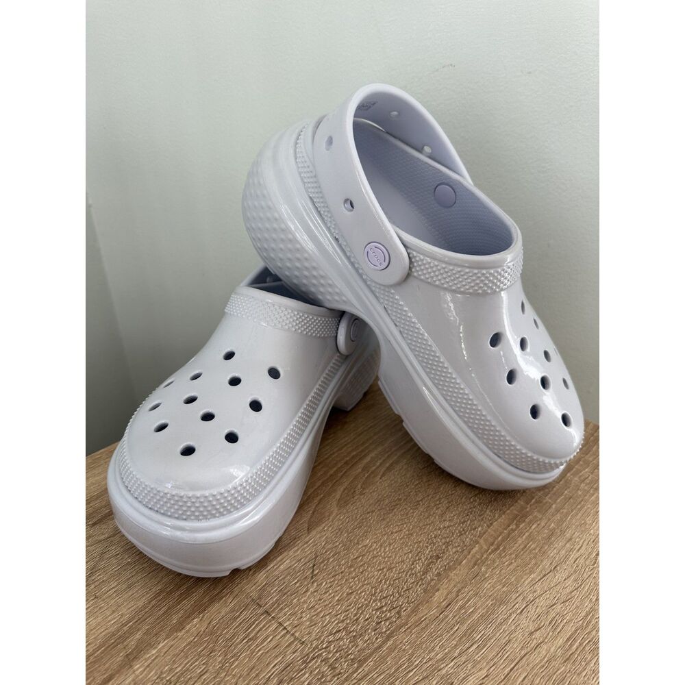 Crocs Unisex Stomp High Shine Clog Dreamscape Light Blue Shoe Size 8 - Picture 8 of 9